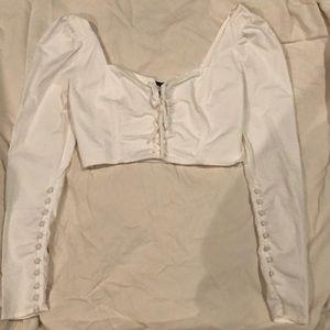 Crop White Bell Sleeves Top